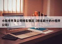 小程序开发公司排名情况（排名前十的小程序公司）